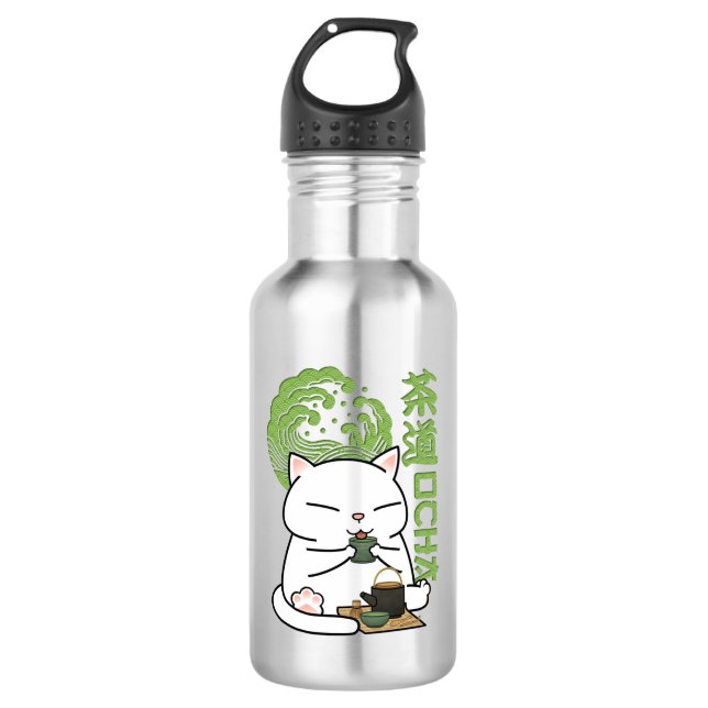 Botella De Agua Gato de té verde Matcha (Anverso)