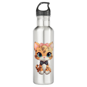 Botella De Agua Gato de tigre de Naranja adorable