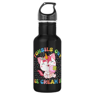 Botella De Agua Gato de unicornio con crema de hielo   Divertido P