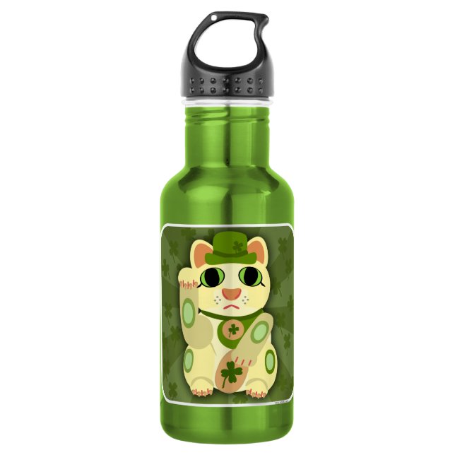 Botella De Agua Gato del Día de San Patricio (Anverso)