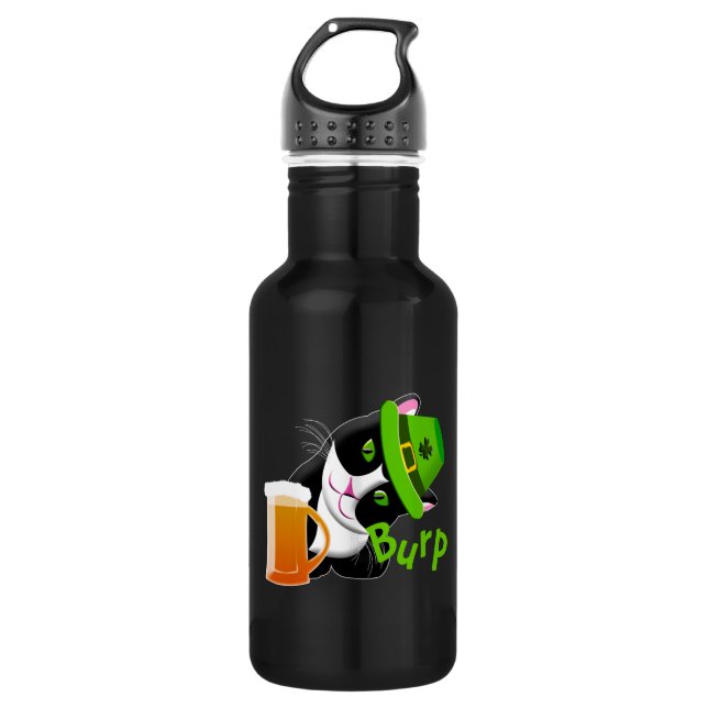 Botella De Agua Gato del Día de San Patricio (Anverso)