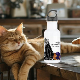 Botella De Agua Gato divertido atigrado desafiante sin remordimien