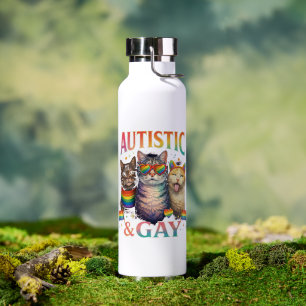 Botella De Agua Gato Divertido Autista y Gay