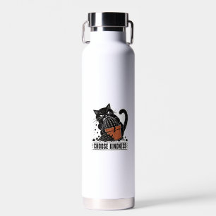 Botella De Agua Gato Divertido Elige Amabilidad Linograbado Meme