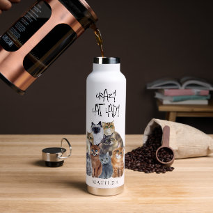 Botella De Agua Gato Divertido Lindo 'Señora Gatos Locos' 