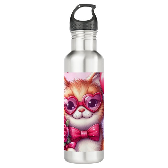 Botella De Agua Gato El día de San Valentín/gatito (Anverso)