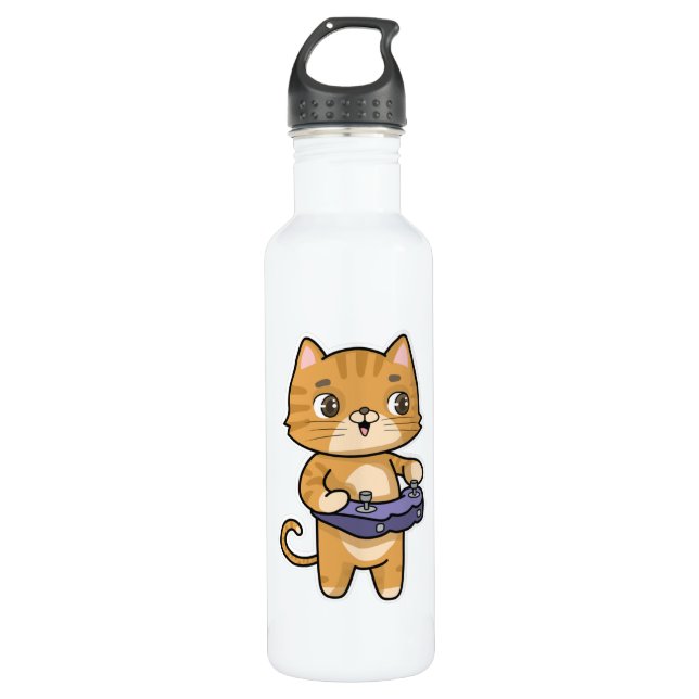 Botella De Agua Gato en juego con controlador (Anverso)