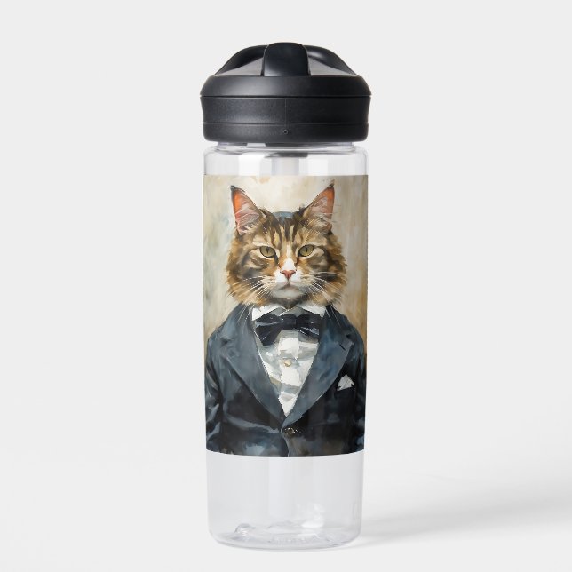 Botella De Agua Gato en un traje (Delante)
