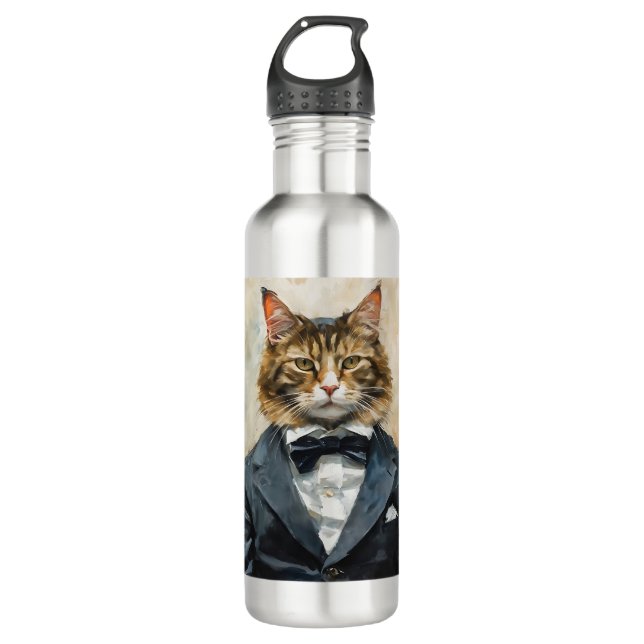Botella De Agua Gato en un traje (Anverso)