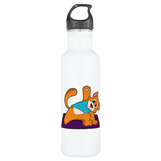 Botella De Agua Gato en yoga con yoga (Anverso)