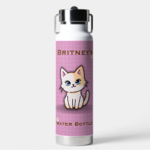 Gato gatito rosa lindo personalizado acero inoxida