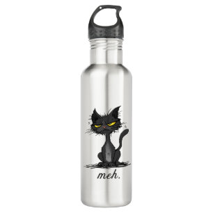 Botella De Agua GATO GRÁFICO - Gracioso Gato Meh - Regalo de dama