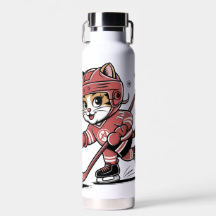 Botella De Agua Gato Jugador de Hockey sobre Hielo Lindo – Deporte