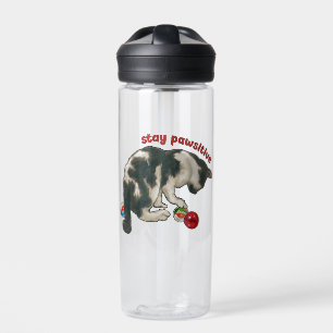 Botella De Agua Gato jugando con CANICAS, Mantén la Pata Positiva,