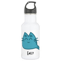 Gato Kitty Sonriente Azul Personalizado