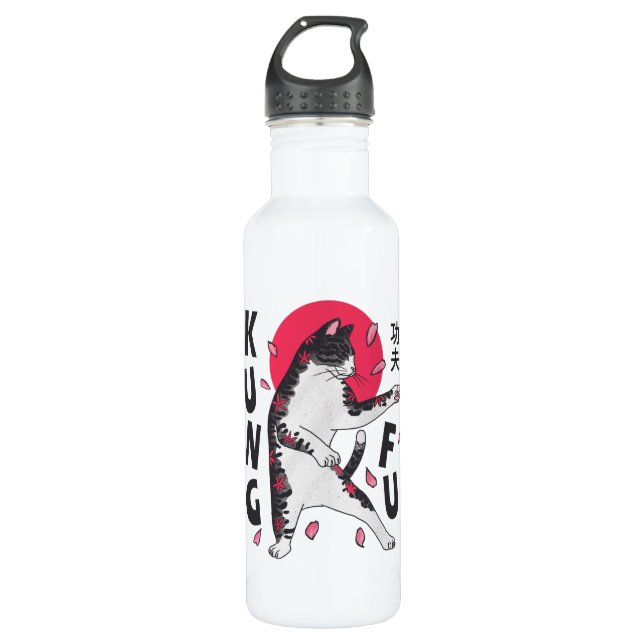 Botella De Agua Gato Kung Fu (Anverso)