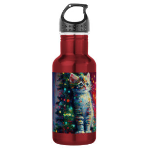 Botella De Agua Gato lindo de Navidad