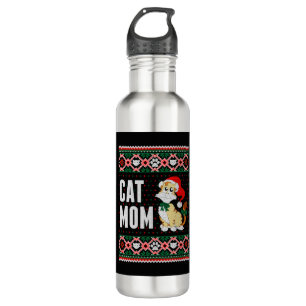 Botella De Agua Gato Mamá Navidades feos suéter