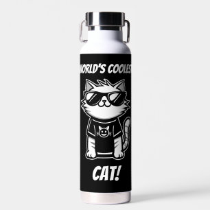 Botella De Agua Gato más frío del mundo con gafas de sol negro