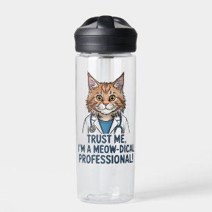 Botella De Agua Gato médico divertido ilustración de humor médico