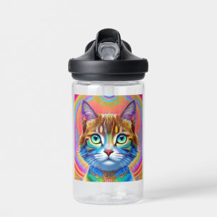 Botella De Agua Gato místico místico y colorido
