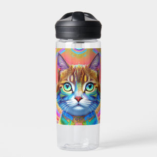 Botella De Agua Gato místico místico y colorido