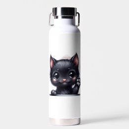 Botella De Agua Gato negro adorable Kawaii