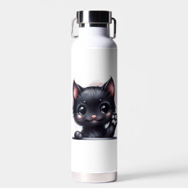 Botella De Agua Gato negro adorable Kawaii