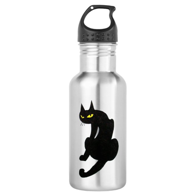 Botella De Agua GATO NEGRO blanco (Anverso)