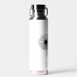 Botella De Agua Gato negro con Dandelion y cita