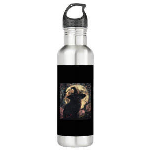 Botella De Agua Gato negro con Gorra brujo Halloween