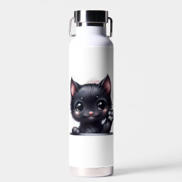 Botella De Agua Gato negro de Kawaii Adorable