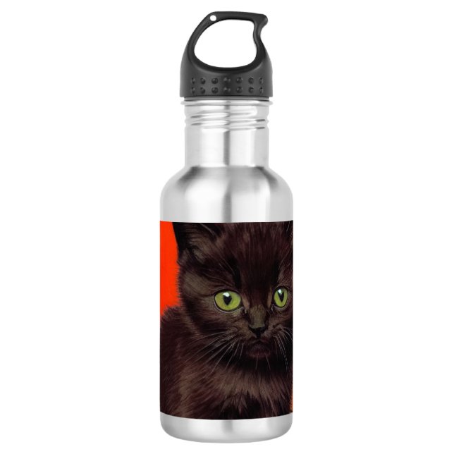 Botella De Agua Gato negro estilo Van Gogh (Anverso)