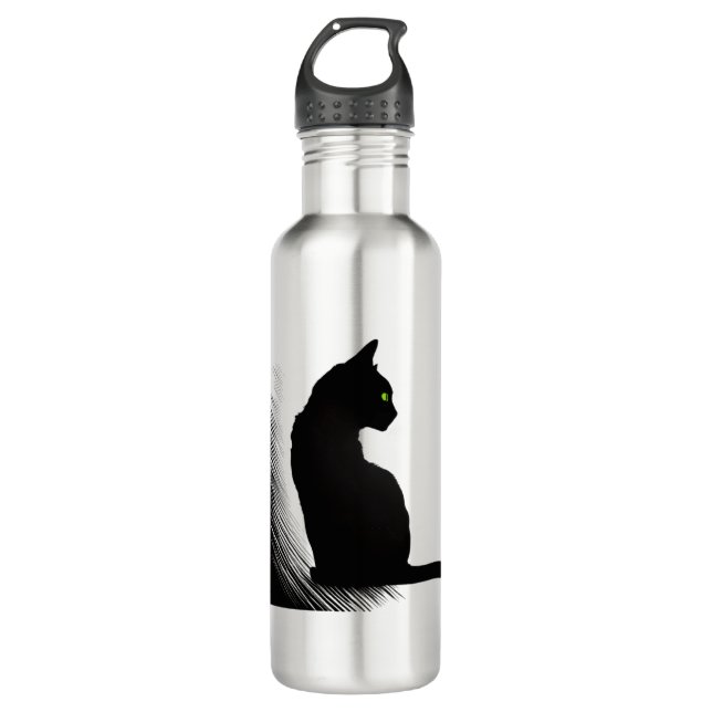 Botella De Agua Gato negro - Miau (Anverso)