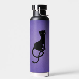 Botella De Agua Gato Negro Purple Elegant Evil Kitty