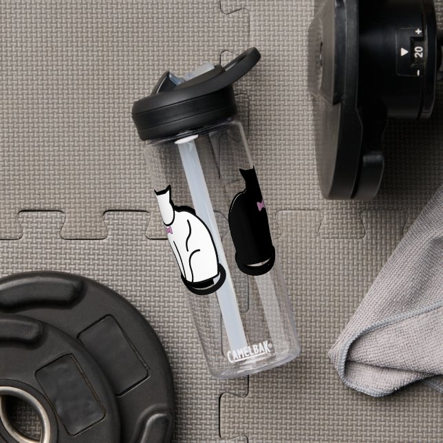 Botella De Agua Gato negro y blanco (Gimnasio)