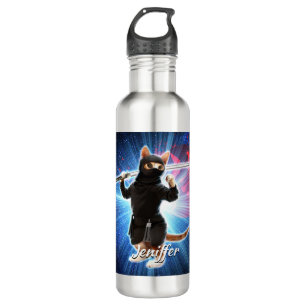 Botella De Agua Gato Ninja en el espacio.