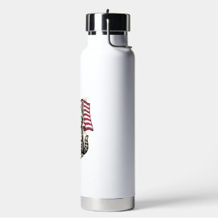 Botella De Agua Gato Patriótico con Bandera Americana Diseño Vecto