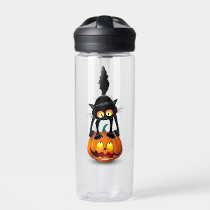 Botella De Agua Gato Personalizado asustado de Halloween en calaba