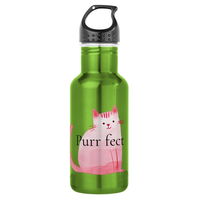 Botella De Agua Gato Rosa Perfecto  (Anverso)