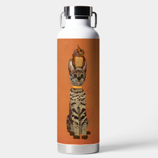 BOTELLA DE AGUA GATO SERVAL Y BUHO