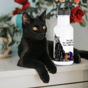 Botella De Agua Gato Tabby Desafiante Sin Remordimientos Divertido