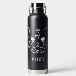 Botella De Agua Gato tribal negro y blanco