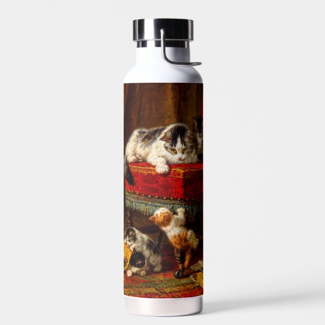Botella De Agua Gato y gatitos jugando con silla (Izquierdo)