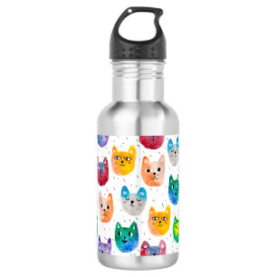 Botella De Agua Gatos acuarelas y amigos