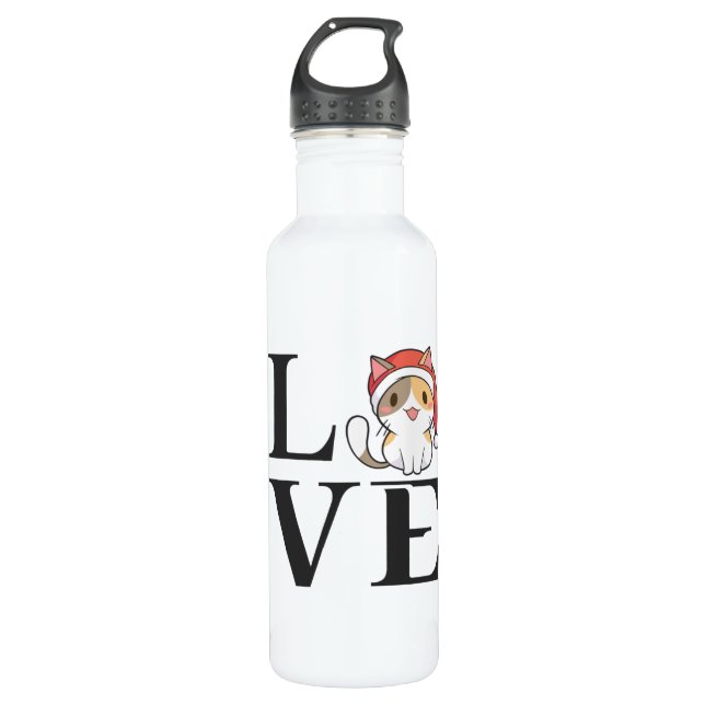 Botella De Agua Gatos de amor - Santa Kitten (Anverso)