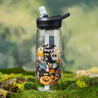 Botella De Agua Gatos divertidos de Halloween en una fiesta