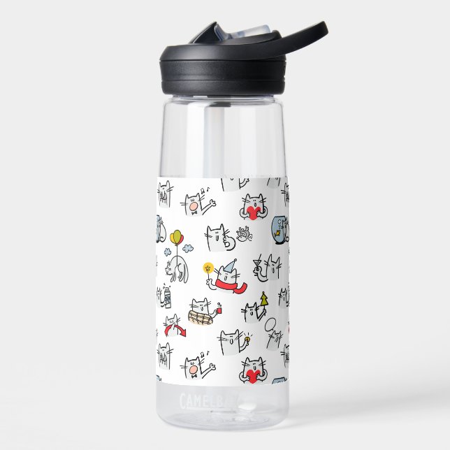 Botella De Agua Gatos divertidos, leche y magia. (Izquierdo)