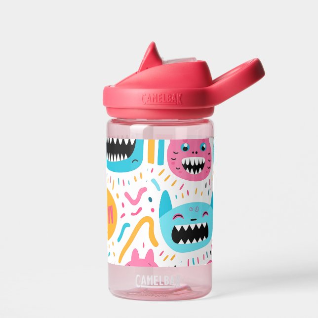 Botella De Agua Gatos felices y caras de monstruo (Izquierdo)