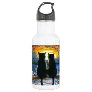 Botella De Agua Gatos negros del gato 582